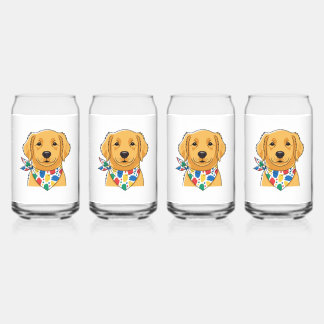 Vaso Con Forma De Lata Ilustración de perro Golden Retriever lindo en vas