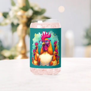 Vaso Con Forma De Lata Ilustración divertida de gallo hipster con arte po