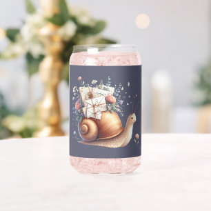 Vaso Con Forma De Lata Ilustración Floral Pastel de Correo de Caracol Ado