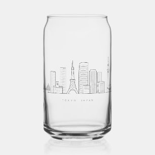 Vaso Con Forma De Lata Ilustración minimalista del horizonte de Tokio