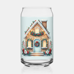 Vaso Con Forma De Lata Ilustración navideña de casa de jengibre acogedora