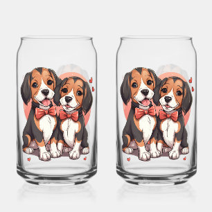 Vaso Con Forma De Lata Ilustracion romántico beagle pipa amor
