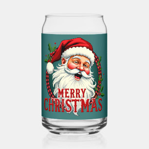 Vaso Con Forma De Lata Ilustración Vintage de Santa Claus con Patrón de F