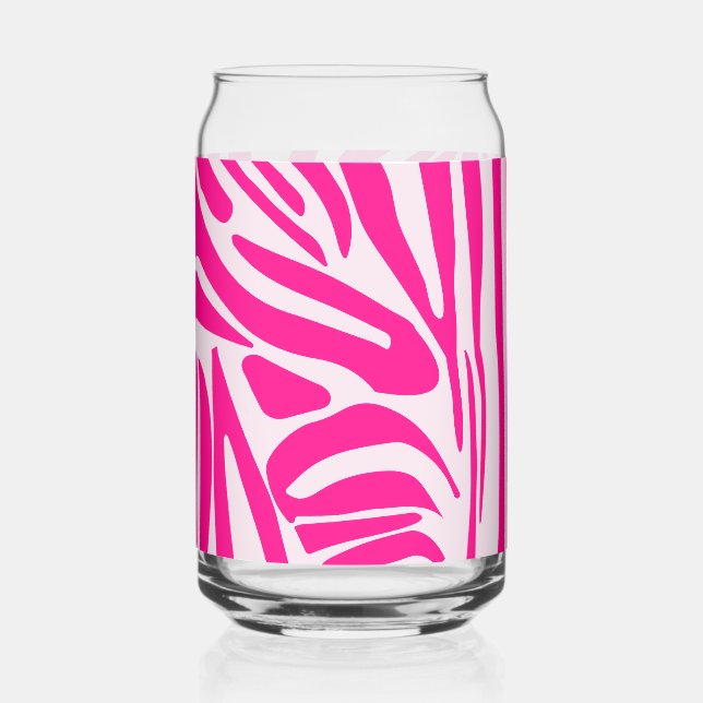 Vaso Con Forma De Lata Impresión de cebra rosa (Anverso)