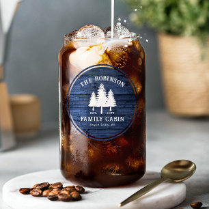 Vaso Con Forma De Lata Impresión de madera azul para cabañas de la famili