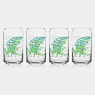 Vaso Con Forma De Lata Incríble Dragón Mosaico Verde