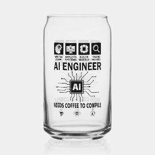 Vaso Con Forma De Lata Ingeniero de IA divertido necesita café para compi