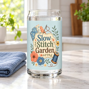 Vaso Con Forma De Lata Jardín de Costura Floral Cottagecore de Puntada Le