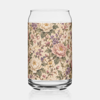 Vaso Con Forma De Lata Jardín de rosas botánicas vintage y patrón de mari