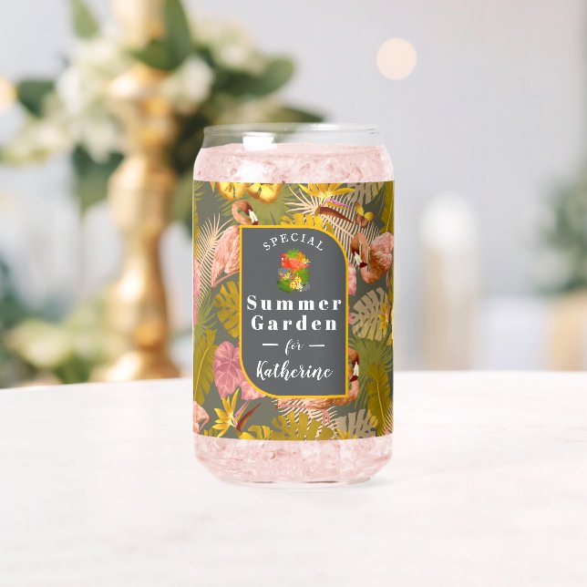 Vaso Con Forma De Lata Jardín tropical Flamingo Gris oscuro (Insitu (Boda))