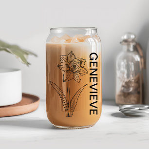 Vaso Con Forma De Lata Jonquil de flores de nacimiento de marzo con nombr