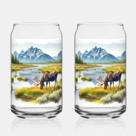 Vaso Con Forma De Lata Juego de accesorios para bebidas con acuarela digi