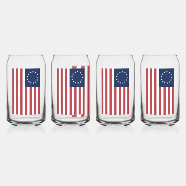 Vaso Con Forma De Lata Juego de bebidas con bandera de Betsy Ross (Anverso)