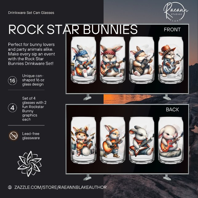 Vaso Con Forma De Lata Juego de Drinkware Rockstar Bunnies (Subido por el creador)