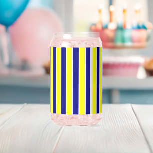 Vaso Con Forma De Lata Juego de Vajilla Amarillo Azul y Blanco a Rayas