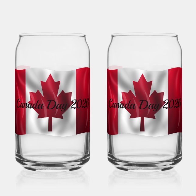 Vaso Con Forma De Lata Juego de vajilla con bandera de Canadá (Anverso)