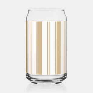 Vaso Con Forma De Lata Juego de Vajilla de Bebida Beige y Blanco con Raya