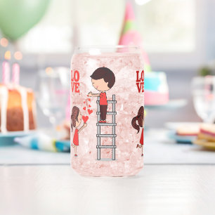 Vaso Con Forma De Lata Juego de Vajilla de Bebida Pareja Amor Corazones R