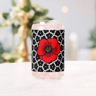 Vaso Con Forma De Lata Juego de vajilla floral de amapola roja
