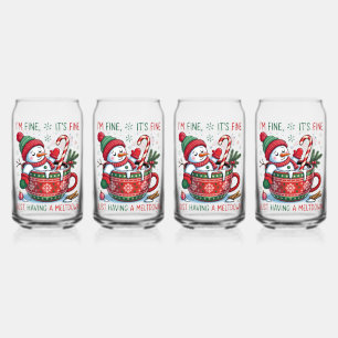 Vaso Con Forma De Lata Juego de Vajilla Navideño-Muñeco de Nieve