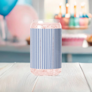 Vaso Con Forma De Lata Juego de vajilla para bebidas azul y blanco a raya