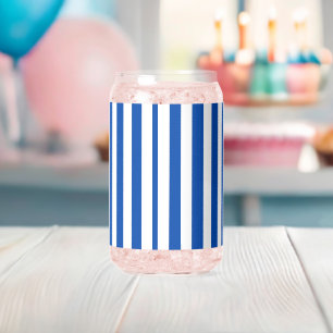 Vaso Con Forma De Lata Juego de vajilla para bebidas azul y blanco a raya