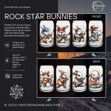 Juego de Vajilla para Bebidas Rock Star Bunnies