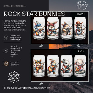 Vaso Con Forma De Lata Juego de Vajilla para Bebidas Rock Star Bunnies