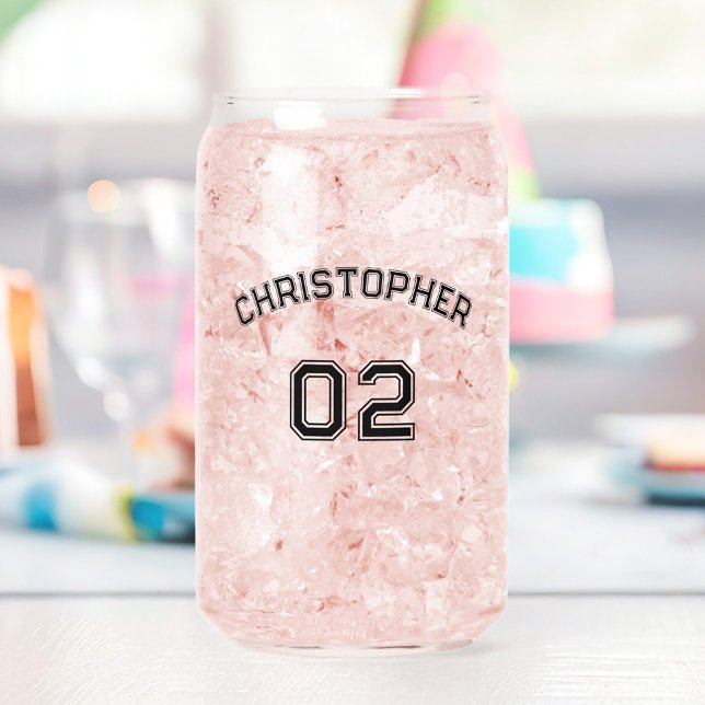 Vaso Con Forma De Lata Jugador Nombre Jersey Número Juego Día Deporte (Player Name Jersey Number Game Day Party Sports Can Glass)