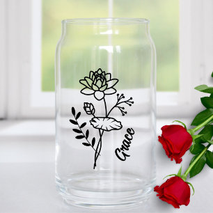 Vaso Con Forma De Lata Julio Personalizado Mes de Nacimiento Flor Lily Ag