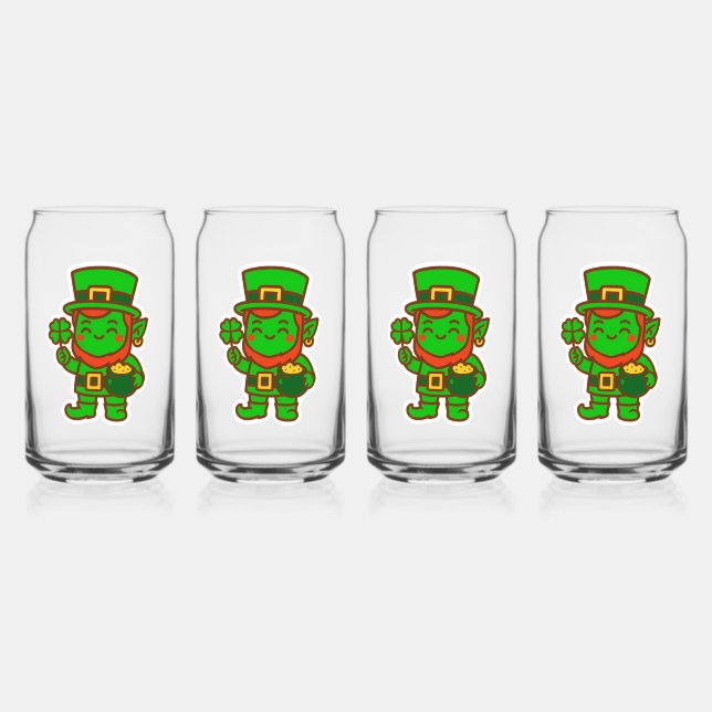 Vaso Con Forma De Lata Kawaii Lucky Leprechaun (Reverso)