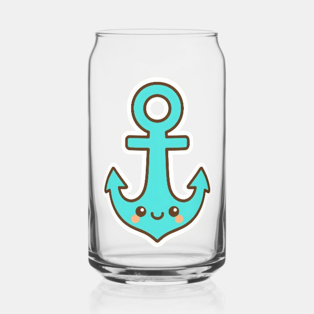 Vaso Con Forma De Lata Kawaii Turquoise Anchor - Fantástico y Alegre (Reverso )