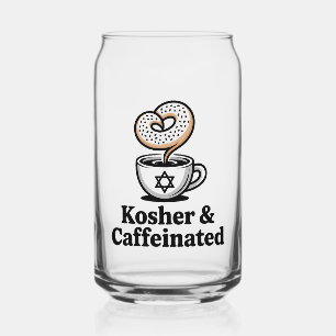 Vaso Con Forma De Lata Kosher y Café Judío Cafeado Hanukkah