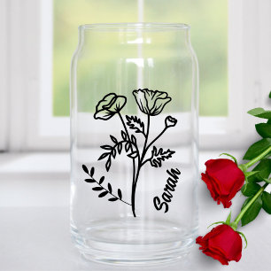 Vaso Con Forma De Lata La amapola de flor de agosto personalizada