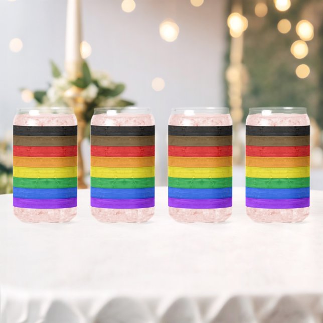 Vaso Con Forma De Lata La bandera del orgullo gay inclusivo de SlipperyJo (Insitu (Boda))
