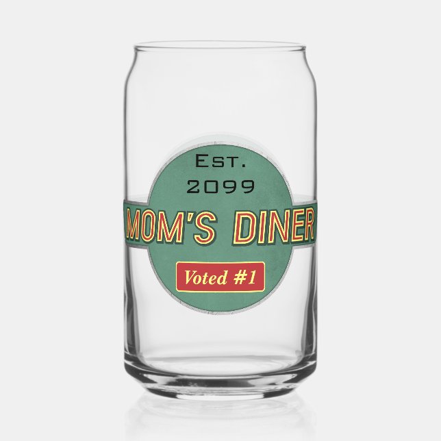 Vaso Con Forma De Lata La bebida Retro Diner de Mamá (Anverso)