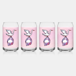 Vaso Con Forma De Lata La cigüeña lleva a una niña