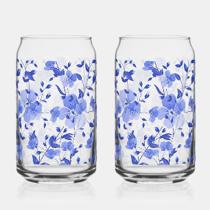 Vaso Con Forma De Lata La Impresión Floral Azul Atractiva Puede Establece