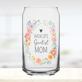Vaso Con Forma De Lata La mejor mamá del mundo cita personalizada floral 