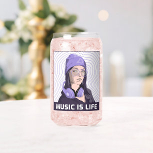 Vaso Con Forma De Lata La Música Es La Vida – Tonos Purpuras Pueden Rompe
