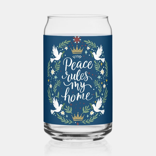 Vaso Con Forma De Lata La Paz Gobierna Mi Hogar (Anverso)