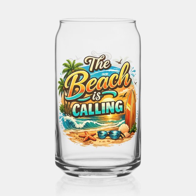Vaso Con Forma De Lata La playa está llamando. (Reverso )