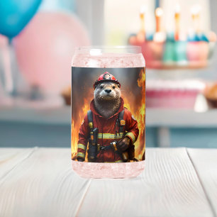 Vaso Con Forma De Lata **"La valentía deslumbrante: El bombero de los des