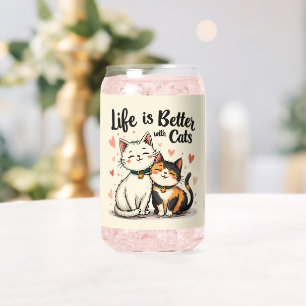 Vaso Con Forma De Lata La vida es mejor con la estética del gato lindo