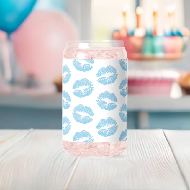 Vaso Con Forma De Lata Labios Azules, Patrón De Labios, Labios Azules, Be (Insitu (Baby Shower))