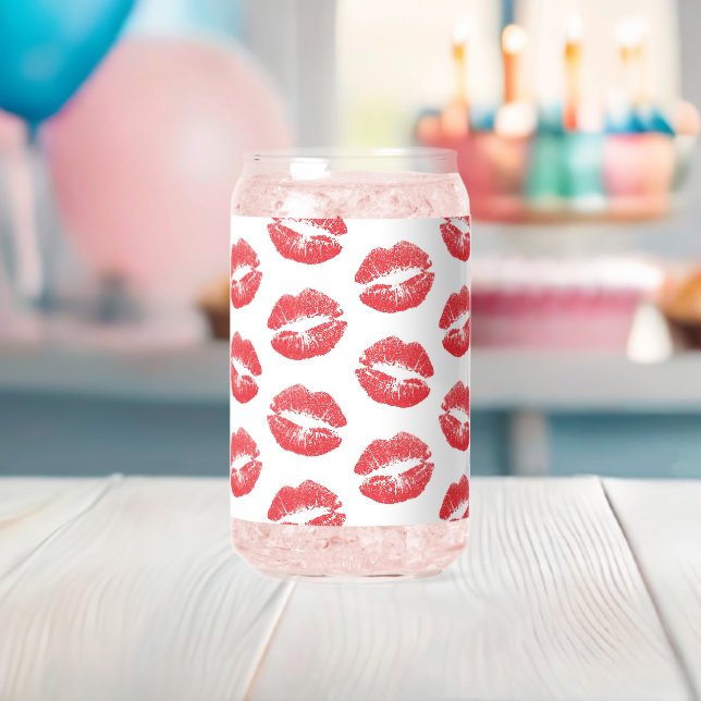 Vaso Con Forma De Lata Labios Rojos, Patrón De Labios, Labial Rojo, Beso (Insitu (Baby Shower))
