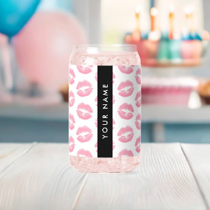 Vaso Con Forma De Lata Labios rosados, besos, pintalabios, tu nombre, per