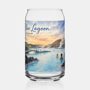 Vaso Con Forma De Lata Laguna Azul Islandia baño termal acuarela
