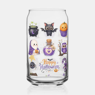 Vaso Con Forma De Lata Lata de Vidrio con Elementos Cute Spooky de Hallow