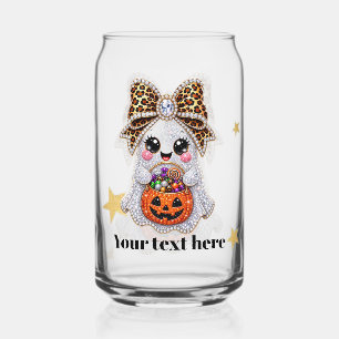 Vaso Con Forma De Lata Lata de Vidrio con Elementos Cute Spooky de Hallow